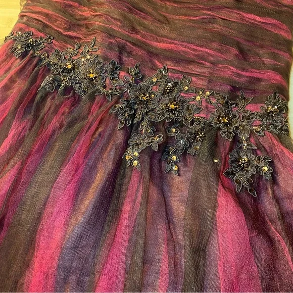 Y2K Alyce Prom Pink Brown Beaded Mermaid Prom Dress Maxi Gown Fairy Size 6